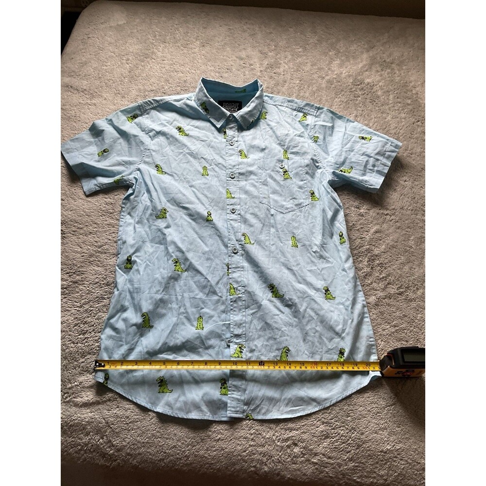 Nickelodeon Rugrats Blue Reptar Button Up Shirt Mens Size Medium